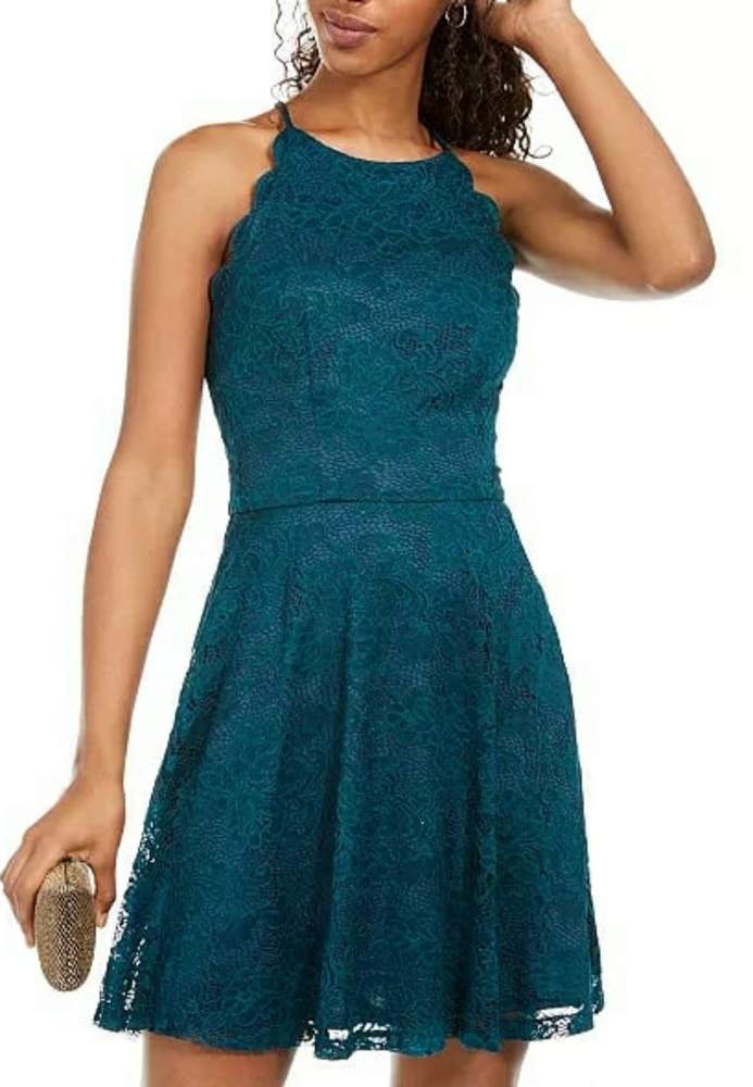 BCX Juniors Scalloped Lace Fit Evergreen